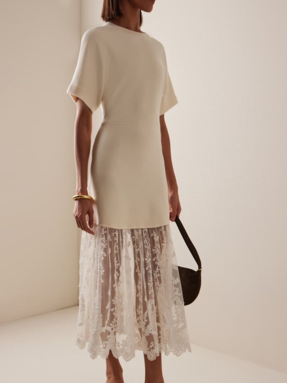 Sea New York NWOT Exclusive Diane Lace-Trimmed Knit Midi Dress S